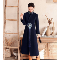 Autumn and winter wool cheongsam with Chinese coat women 2021 new Tang dress women's Chinese style retro coat women