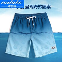 Beach pants mens blue gradient swimsuit quick-drying loose size hot spring color-changing shorts flat corner five-point Tour 1231z
