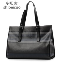 Craftsman Xiang LI handbag mens horizontal business briefcase Oxford cloth shoulder bag Korean version of casual fashion