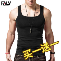 Square collar vest mens cotton Outside Inside wear bottomless I-shaped body tight fitness sports sling summer tide