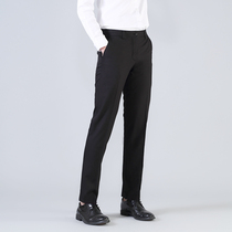  Professional formal wear Slim Korean version of mens black trousers Mens straight loose business work pants hanging suit pants