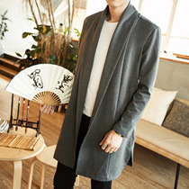 Trench coat mens long 2021 spring and autumn trend Joker handsome Tide brand mens casual Chinese style cloak
