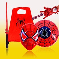 Spider-man luminous mask Childrens launcher gloves Sound and light shield Sword Halloween cloak cos suit boy