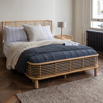 Nordic Fujiyi double bed B & B Hotel Creative King Simple Holiday Style ins Rattan Art Furniture Bed