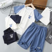 Boy speed dry suit Summer sports short sleeve shorts Two sets of ice wire mesh breathable speed dry clothes large child