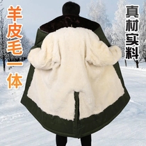 Integrated new detachable lamb fur integrated large coat pure wool winter warm windproof work clothes turn over