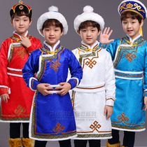 Autumn and winter boys Mongolian robe cotton-padded jacket ethnic children's clothing thickened Mongolian performance clothing daily life cotton-padded jacket
