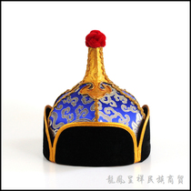 Mongolian characteristic hexagon King hat adult mens dance hat minority spire mens hat satin