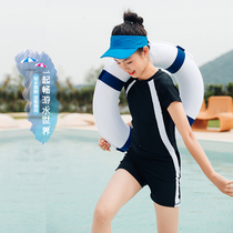 Girls swimsuit middle child 2021 new summer cute one-piece sunscreen professional training swimming suit children 12 years old