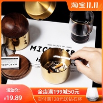 Creative personality trend ins ashtray stainless steel with lid car home living room Anti-flying ash can be customized