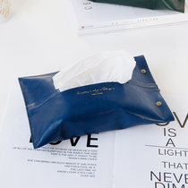 Mili style Nordic ins tissue set leather pumping paper bag simple car household living room pumping paper set tissue box