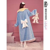  Le Cho Alice nightgown womens autumn and winter thickened long cute princess coral velvet pajamas womens winter home clothes