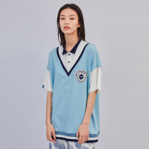 LUCKIET original design tide brand college wind contrast color fake two new short-sleeved POLO shirt summer national tide T-shirt