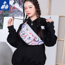 DRACONITE damaged graffiti print chest bag female personality shoulder shoulder bag leisure sports running bag male 13454