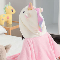 Childrens bathrobe bath absorbent quick-drying super soft coral velvet bath towel Men and women children cartoon shape hooded cloak blanket