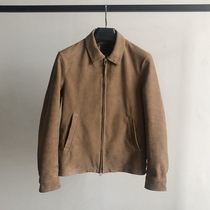 Italian imported goatskin leather leather jacket mens short lapel leather fur jacket business Leisure