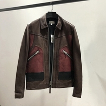 Italy imported retro batik sheepskin jacket short mens lapel leather jacket color Wu Zun same style