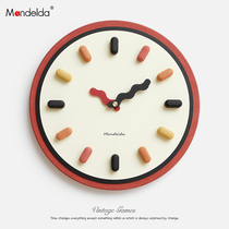 Mandelda free of punching mesh red light extravagant timepiece hanging clock Living room Home Fashion 2021 new creative wall
