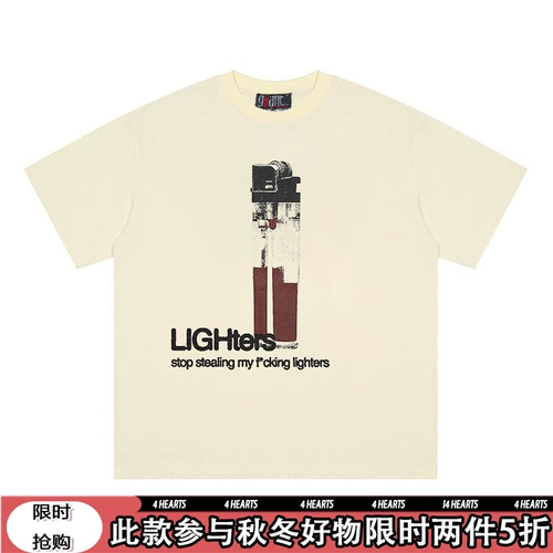 Креативная ретро зажигалка подходит для мужчин и женщин, футболка для влюбленных, короткий рукав, в американском стиле, свободный крой