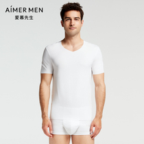 Mr. Aimu 20SS modal seamless men's two-piece V-neck spring and summer short sleeve NS12D241