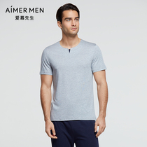 Mr. Aimu 20SS Bamboo Filament Home Crewneck Contrast Short Sleeve NS41D851