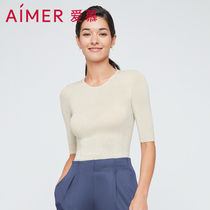 aimer classic22SS light knit round collar 50% sleeve blouse AM727353