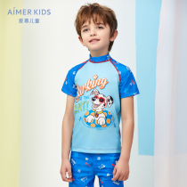 Aimer Kids Love Children Wanwang Team Beach Playground Boys Short Sleeve Swimsuit AK2673411