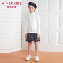Love children sweet ribbed girls pure white thin stretch autumn winter long sleeves base top AK1812291