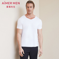 Mr. Aimer 19SS Casual Net Trace Mens Thin Modal Solid Spring Summer Short Sleeve NS81B981