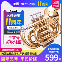 Trumpet instrument flat three-tone trumpet mini mini palm number beginner performance test professional band teaching Western