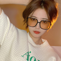 Hong Kong I TGREG sunglasses womens new wave street pat anti-UV large face Thin Fashion Tea Color Sunglasses