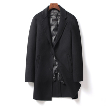 Handmade 2021 autumn winter down liner double-sided woolen coat mens medium long wool woolen tweed coat