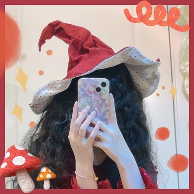 taobao agent Mushroom Witch Halloween Sweet Witch Hat Water Jade Polka Passion Cute Japanese Lolita Model Performance