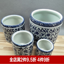 Ceramic pen holder thickened cupping Jingdezhen blue and white porcelain small medium and large office writing room put brush student study supplies