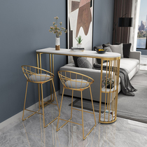 Nordic rock bar table marble household Oval wine cabinet living room kitchen partition small porch high foot dining table and chair