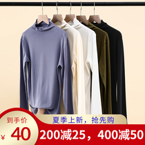 Lotus leaf side slats undershirt woman 2021 new autumn and winter fashion high collar long sleeves pure color display with bottom blouses 7112