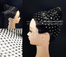 Invisible hair net Latin dance headdress shape full diamond black hair net set of diamonds National standard plate hair competition pan head drill net