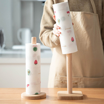 Japanese Beech roll paper holder vertical solid wood tissue rack hipster kitchen paper lazy rag plastic wrap storage rack