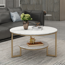 Nordic minimalist round marble coffee table simple modern creative personality double-layer art two-layer ins Net Red
