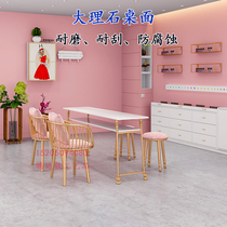 Marble single double European nail table Nail Manicure Taipei European style Nail table and chair set Gold Wrought iron