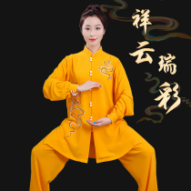 New long Taiji clothing Xiangyun embroidery elegant practice uniforms men and women martial arts performance clothing middle-aged and elderly spring and autumn