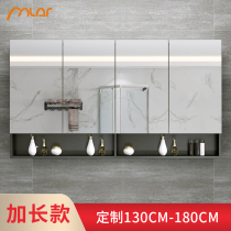  Nordic solid wood bathroom face mirror cabinet wall-mounted modern simple bathroom anti-fog mirror box Bathroom mirror cabinet