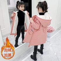 2021 new cotton-padded clothes girls autumn and winter clothes thick lamb hair coat medium-length foreign style Pike clothes tide