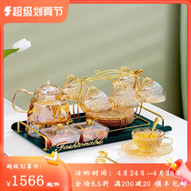 Leggerolusso Japanese-style Nordic Transparent Flowers Tea Cup Fruit kettle Glass Tea Set
