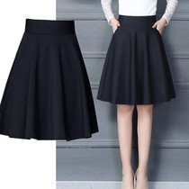 Spring and summer new skirt womens long A- line dress size skirt pocket skirt pleated skirt high waisted skirt