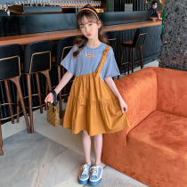  Girls  dresses summer childrens princess skirts Foreign style net red 2021 new Korean version of the big childrens clothing girls summer