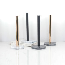 Kitchen towel rack non-perforated cabinet marble base roll paper holder cling film rag storage rack