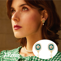 Elegant and elegant Polish crowdsourced design 10Decoart Yangchamomile Chrysanthemum Enamel Drops of Freshwater Pearl Earnail
