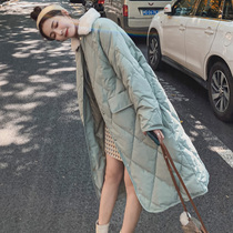 Winter cotton-padded clothes Hong Kong wind oversize female tide chic down cotton coat long knee Diamond jacket
