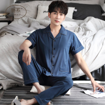Pajamas mens summer short sleeves trousers thin Modal cotton summer middle-aged dad loose plus-size set